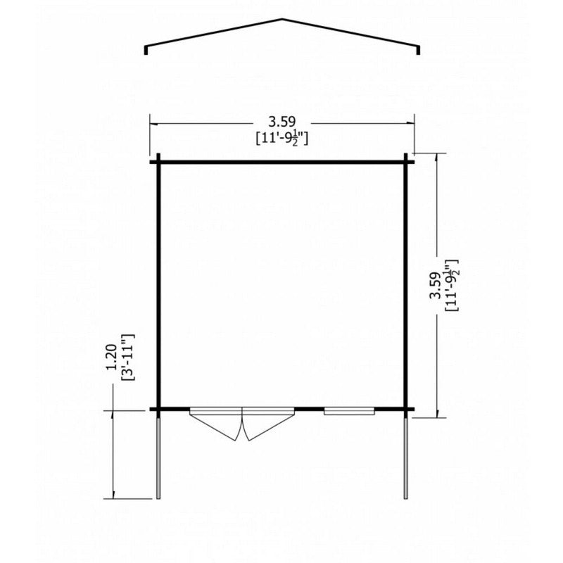 Shire Glenmore 11' 9" x 11' 9" Apex Log Cabin - Premium 28mm Cladding Tongue & Groove