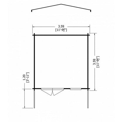 Shire Glenmore 11' 9" x 11' 9" Apex Log Cabin - Premium 28mm Cladding Tongue & Groove