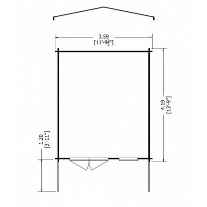 Shire Glenmore 11' 9" x 13' 8" Apex Log Cabin - Premium 28mm Cladding Tongue & Groove