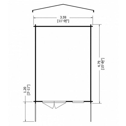 Shire Glenmore 11' 9" x 15' 8" Apex Log Cabin - Premium 28mm Cladding Tongue & Groove with Assembly