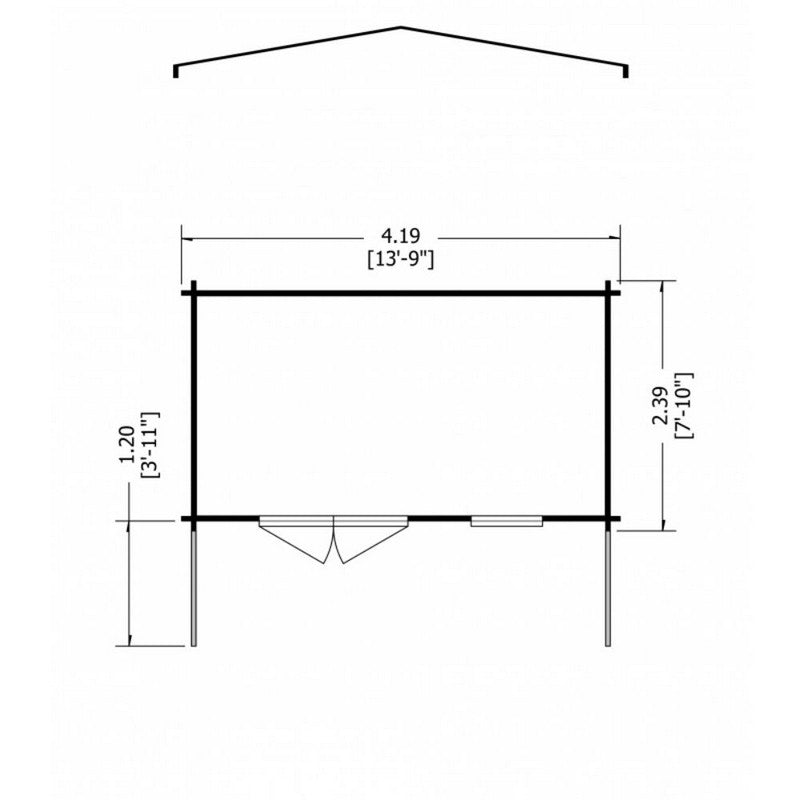 Shire Glenmore 13' 8" x 7' 10" Apex Log Cabin - Premium 28mm Cladding Tongue & Groove with Assembly