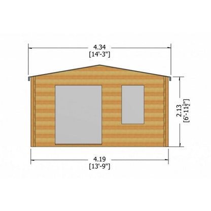 Shire Glenmore 13' 8" x 7' 10" Apex Log Cabin - Premium 28mm Cladding Tongue & Groove