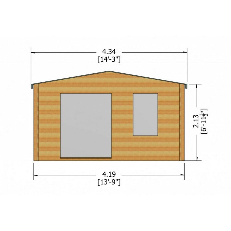 Shire Glenmore 13' 8" x 9' 9" Apex Log Cabin - Premium 28mm Cladding Tongue & Groove