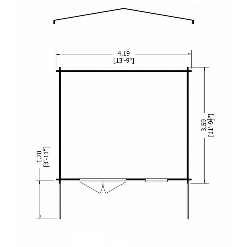 Shire Glenmore 13' 8" x 11' 9" Apex Log Cabin - Premium 28mm Cladding Tongue & Groove