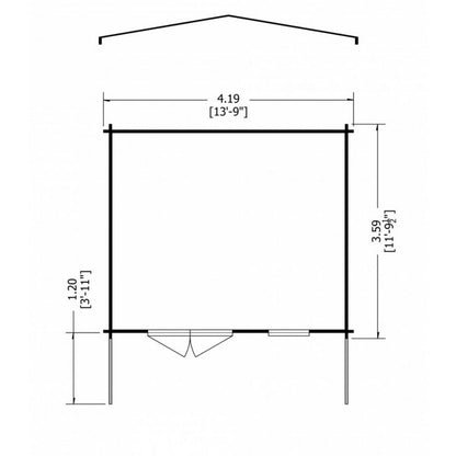 Shire Glenmore 13' 8" x 11' 9" Apex Log Cabin - Premium 34mm Cladding Tongue & Groove