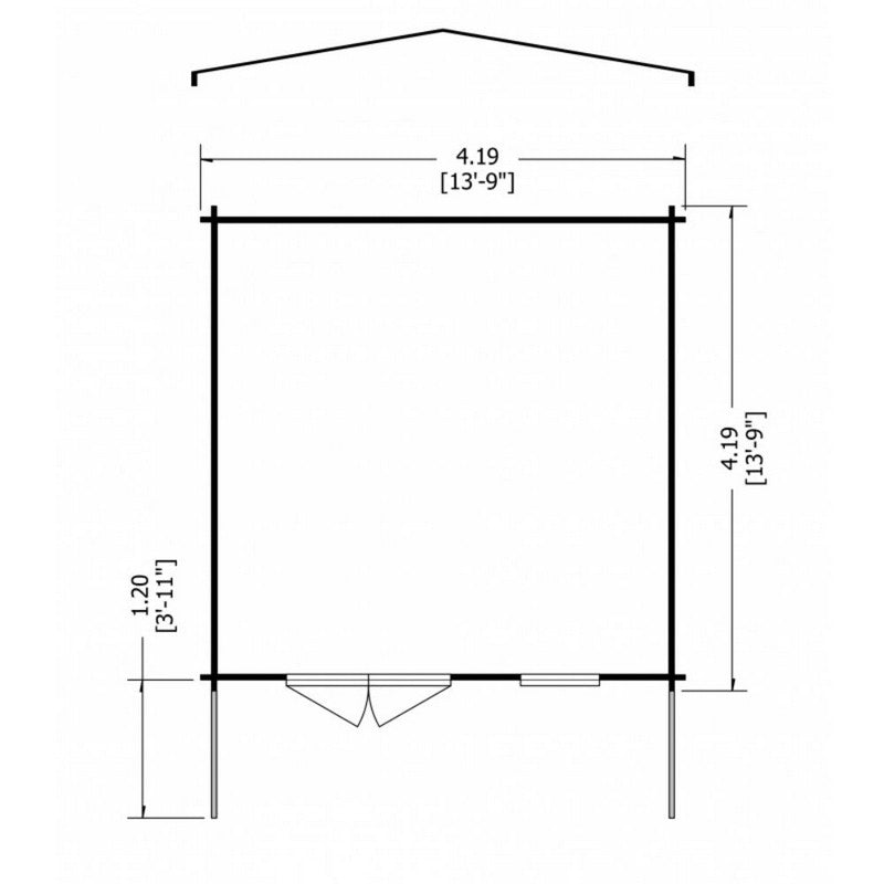 Shire Glenmore 13' 8" x 13' 8" Apex Log Cabin - Premium 28mm Cladding Tongue & Groove with Assembly