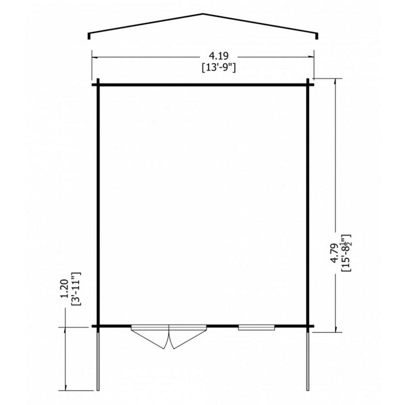 Shire Glenmore 13' 8" x 15' 8" Apex Log Cabin - Premium 28mm Cladding Tongue & Groove