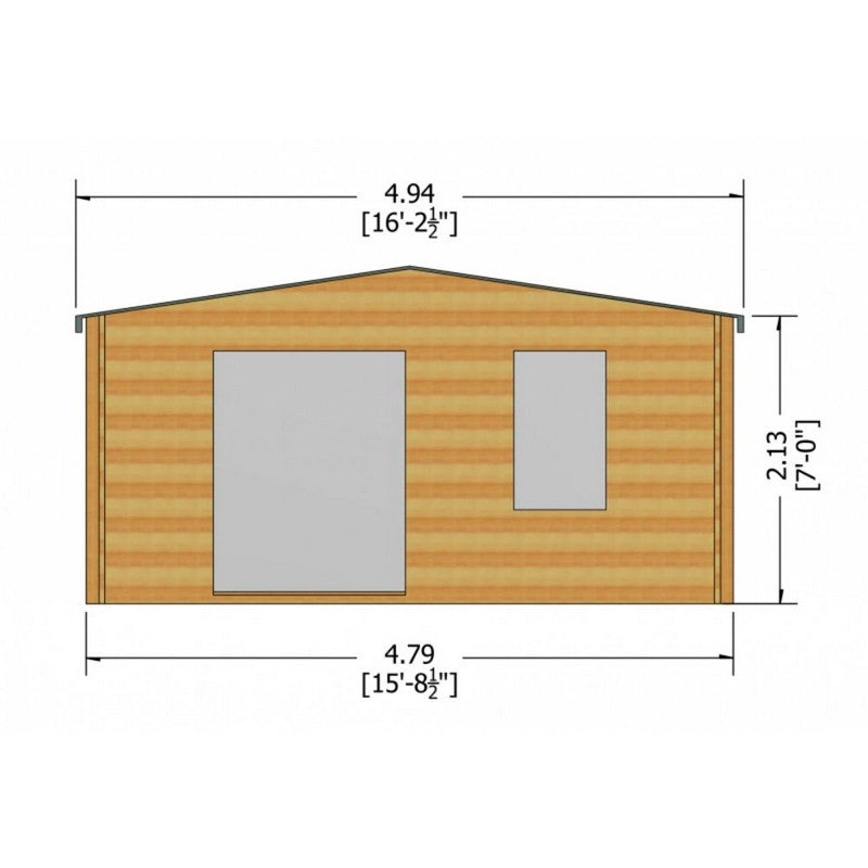 Shire Glenmore 15' 8" x 9' 9" Apex Log Cabin - Premium 28mm Cladding Tongue & Groove