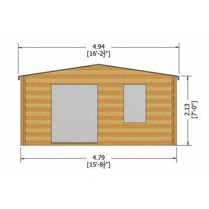 Shire Glenmore 15' 8" x 9' 9" Apex Log Cabin - Premium 28mm Cladding Tongue & Groove