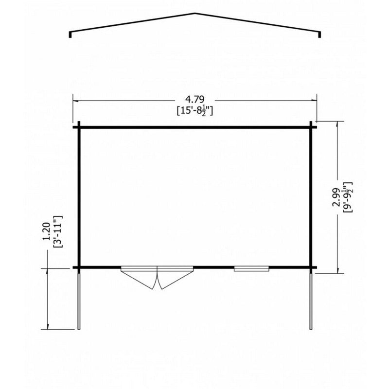 Shire Glenmore 15' 6" x 9' 9" Apex Log Cabin - Premium 44mm Cladding Tongue & Groove