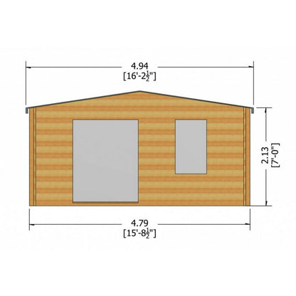 Shire Glenmore 15' 8" x 11' 9" Apex Log Cabin - Premium 28mm Cladding Tongue & Groove