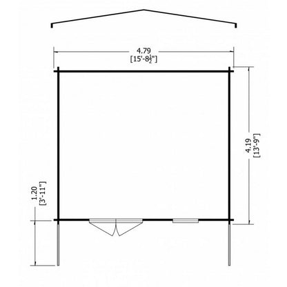 Shire Glenmore 15' 6" x 13' 8" Apex Log Cabin - Premium 34mm Cladding Tongue & Groove