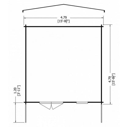 Shire Glenmore 15' 6" x 15' 8" Apex Log Cabin - Premium 34mm Cladding Tongue & Groove