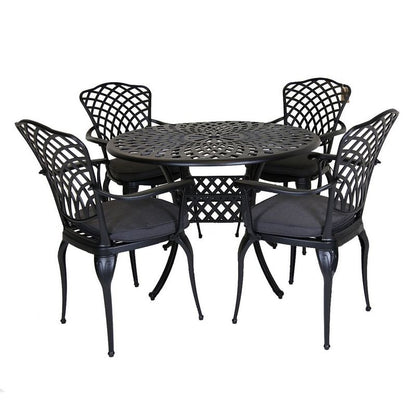 Classic Garden Patio Dining Set by Wensum - 4 Seats Grey Cushions - Croft Home & Garden