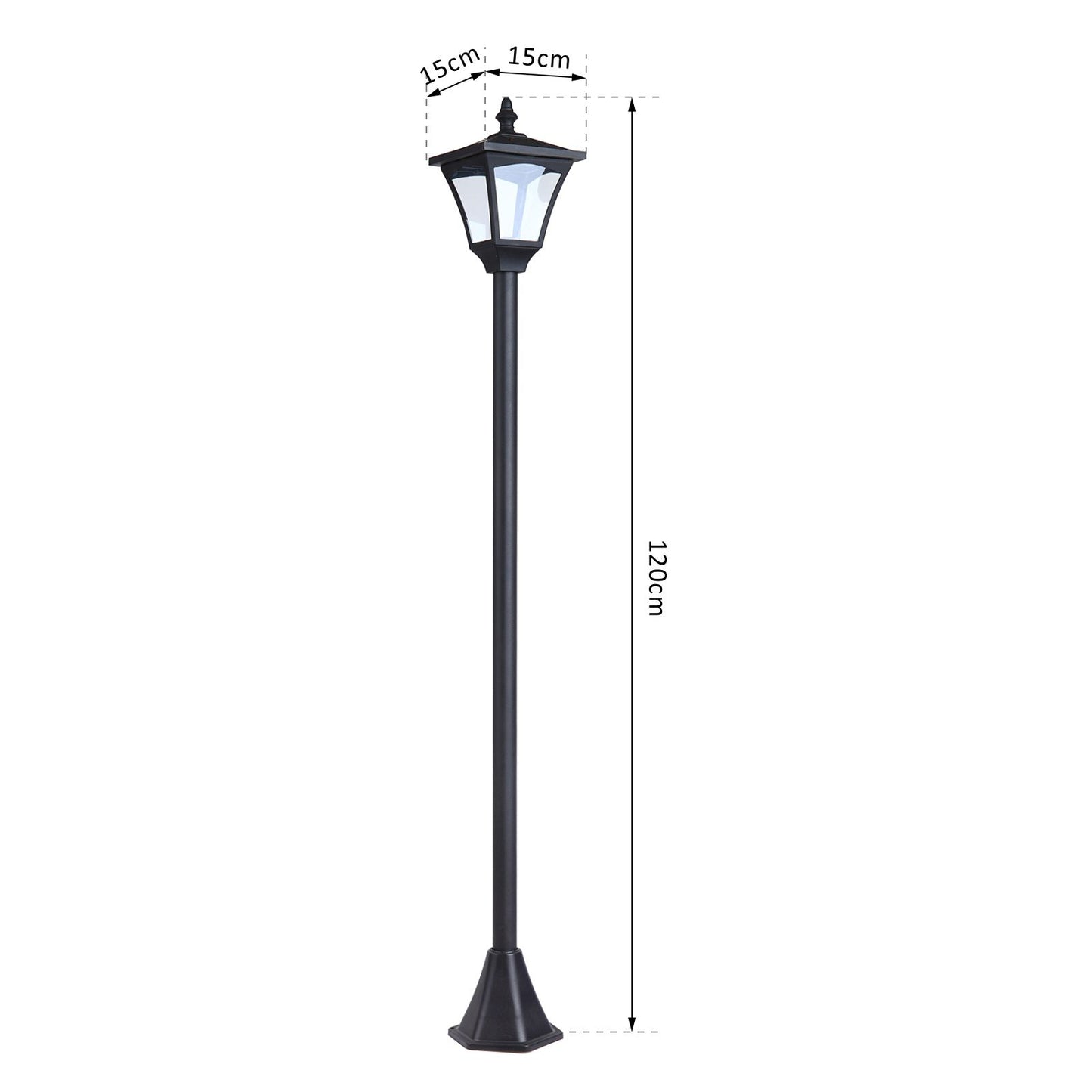 Outsunny Outdoor Garden Solar Post Lamp Sensor Dimmable LED Lantern Bollard Pathway 1.2M Tall  Black