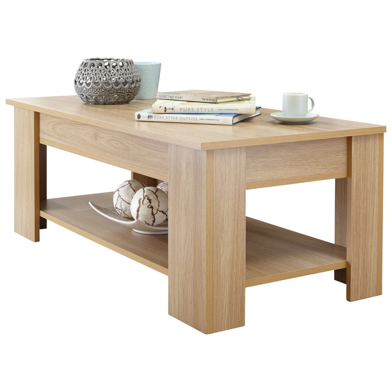 Harper Extending Coffee Table Natural 1 Shelf 105cm