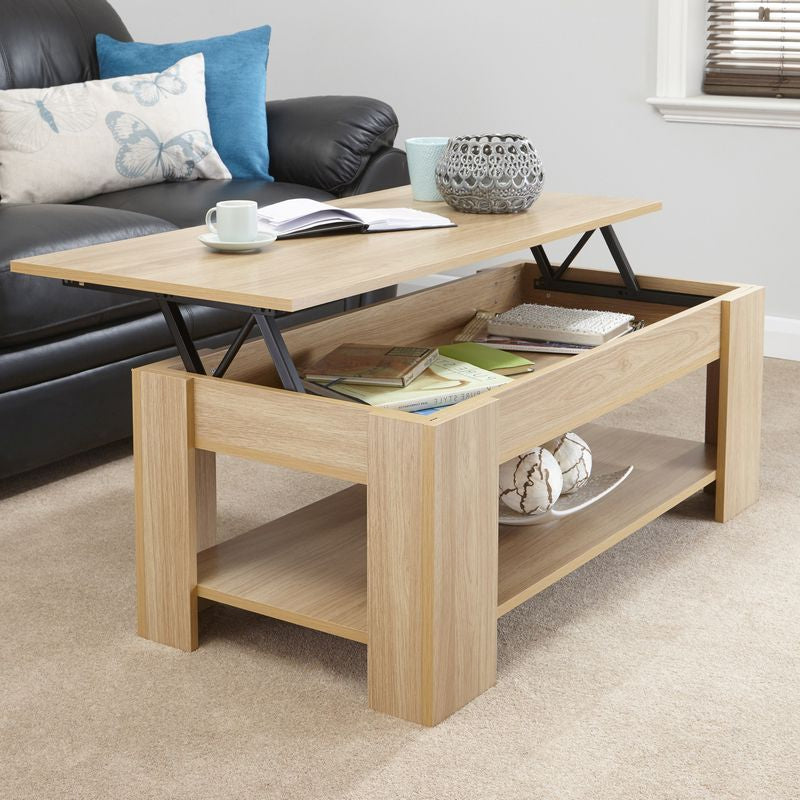 Harper Extending Coffee Table Natural 1 Shelf 105cm