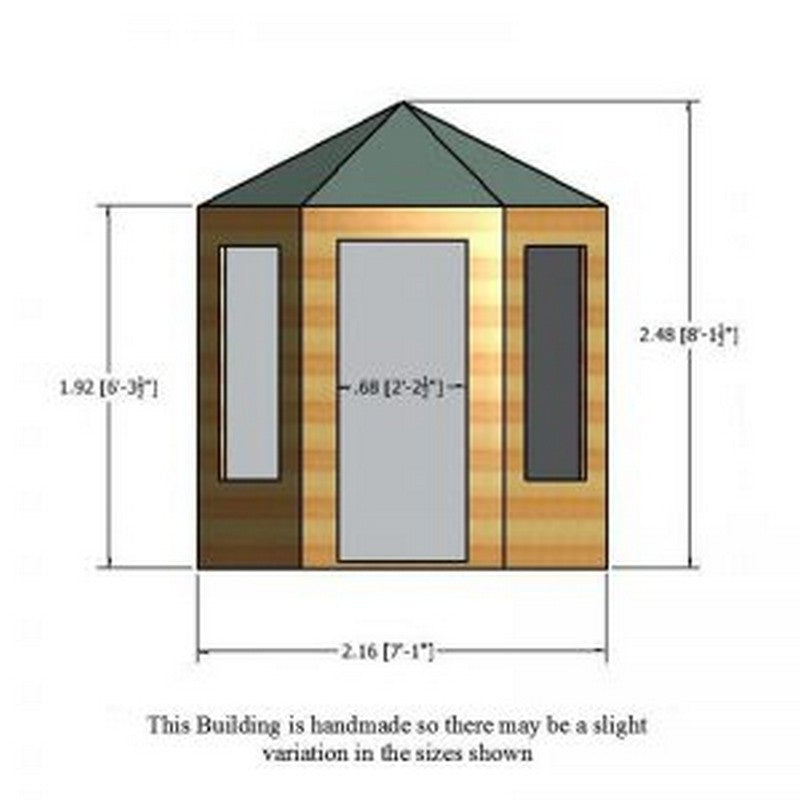 Shire Hexagonal 7' 1" x 6' 1" Hexagonal Hip Summerhouse - Premium Pressure Treated Shiplap