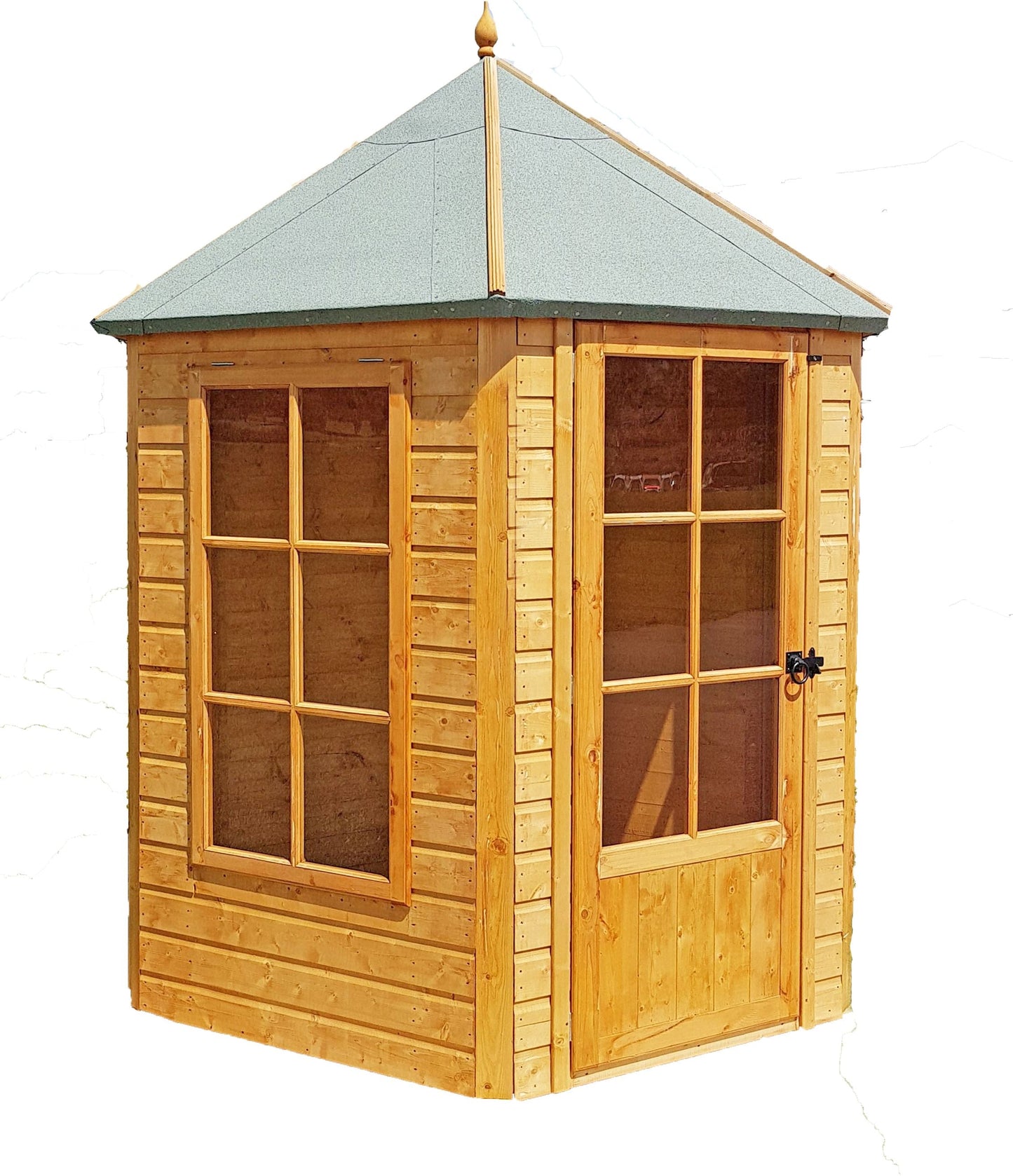 Shire Hexagonal 7' 1" x 6' 1" Apex Summerhouse - Premium Dip Treated Shiplap