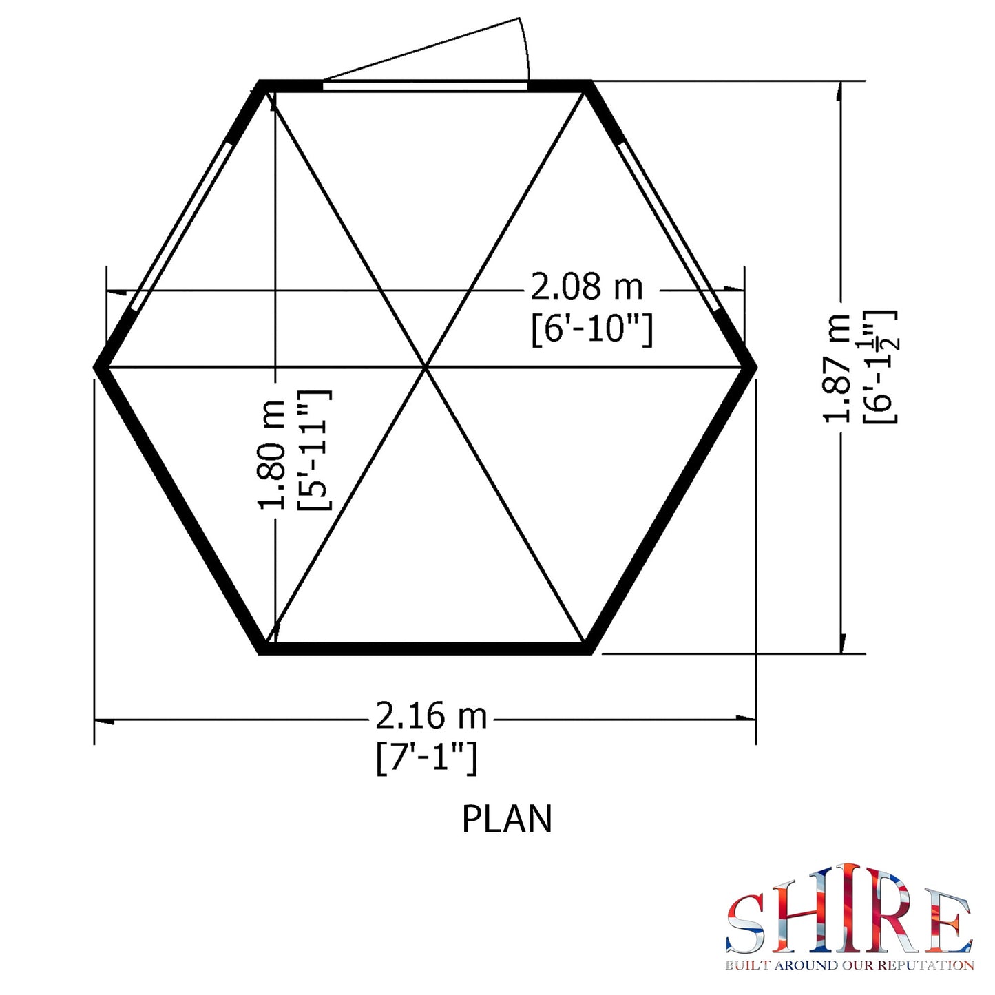 Shire Hexagonal 7' 1" x 6' 1" Apex Summerhouse - Premium Dip Treated Shiplap