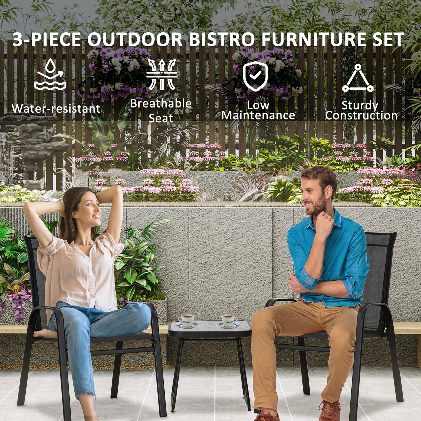 Outsunny 3 Pieces Outdoot Bistro Set