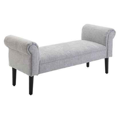 Homcom Curled End Ottoman Bench - Light Grey