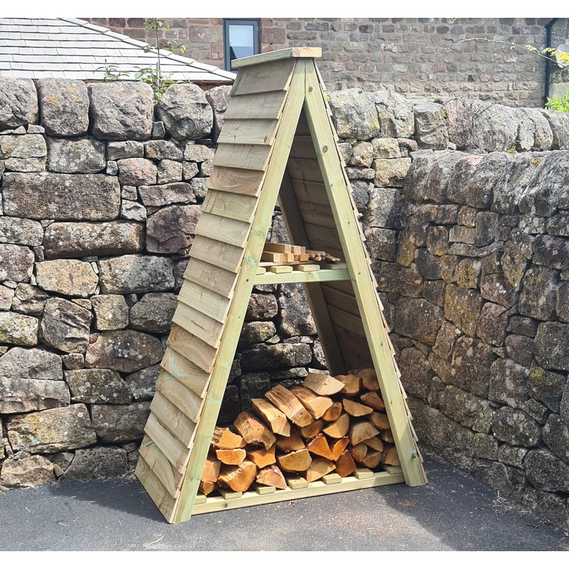 Triangular Garden Log Store by Croft