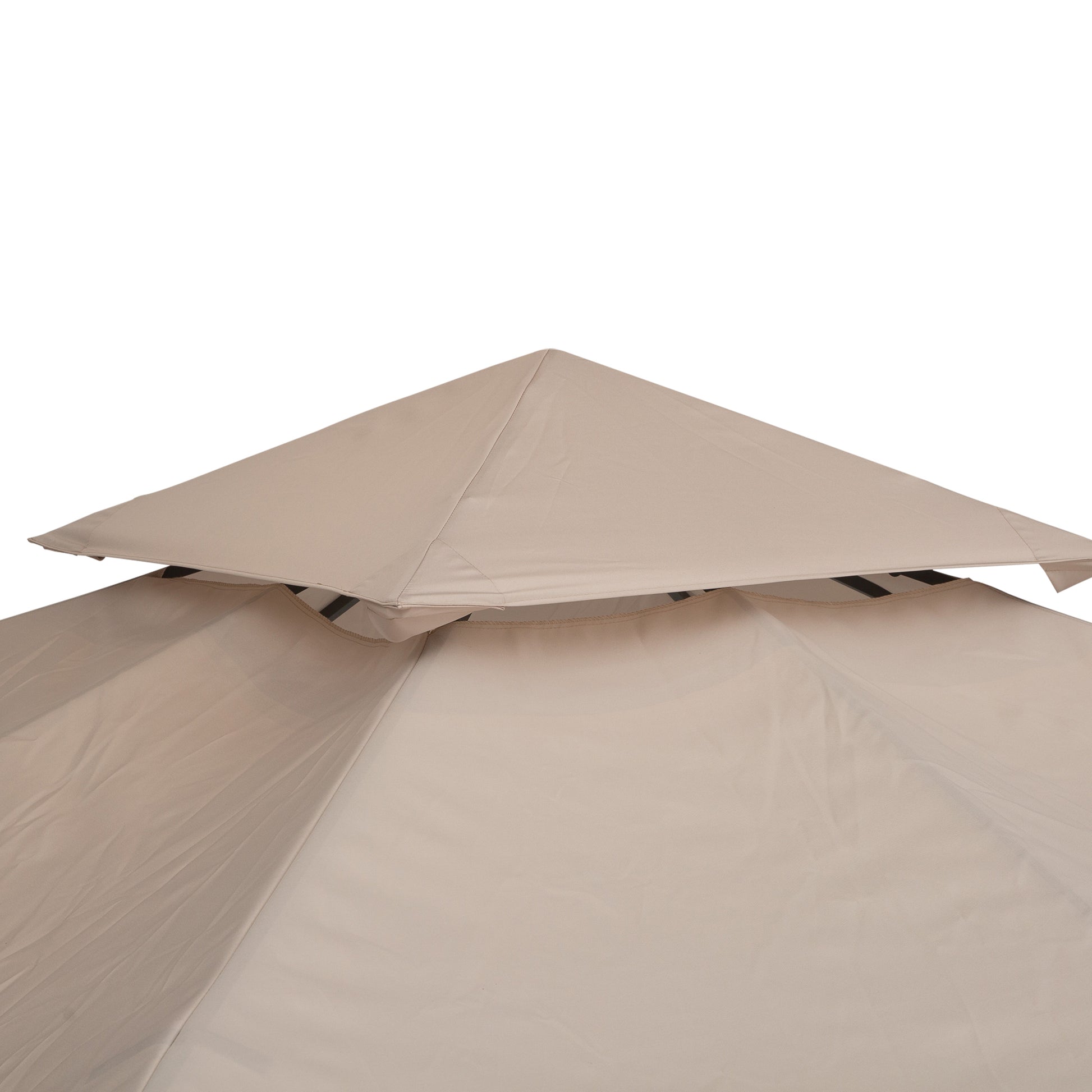 Outsunny 3(m) Gazebo Top Cover Double Tier Canopy Replacement Pavilion Roof Deep Beige