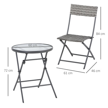 Outsunny 3 Pieces Outdoor PE Rattan Bistro Set