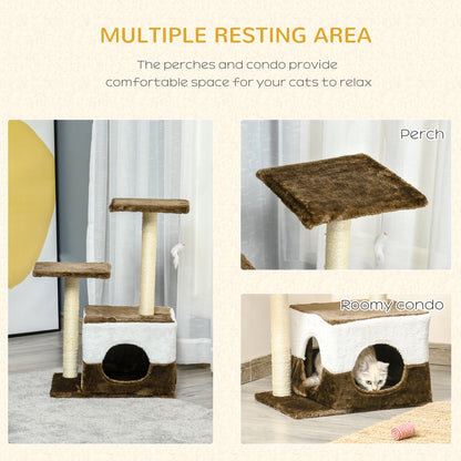 PawHut Cat Tree Tower Kitten House Scratching Posts with Condo Perch Interactive Mouse Toy