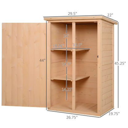 Standard 75cm Single Door Pent Garden Store With Shelves Fir Wood Natural by Steadfast