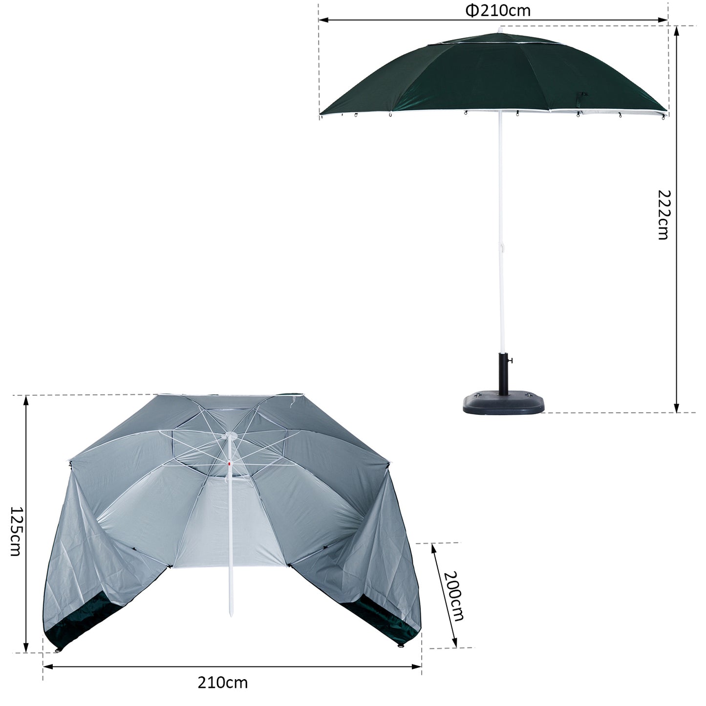 Outsunny All-Weather Beach Umbrella Shelteneer