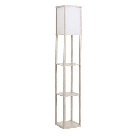 Homcom Medium-density fibreboard 3-Tier Shelves Floor Lamp Oak/White