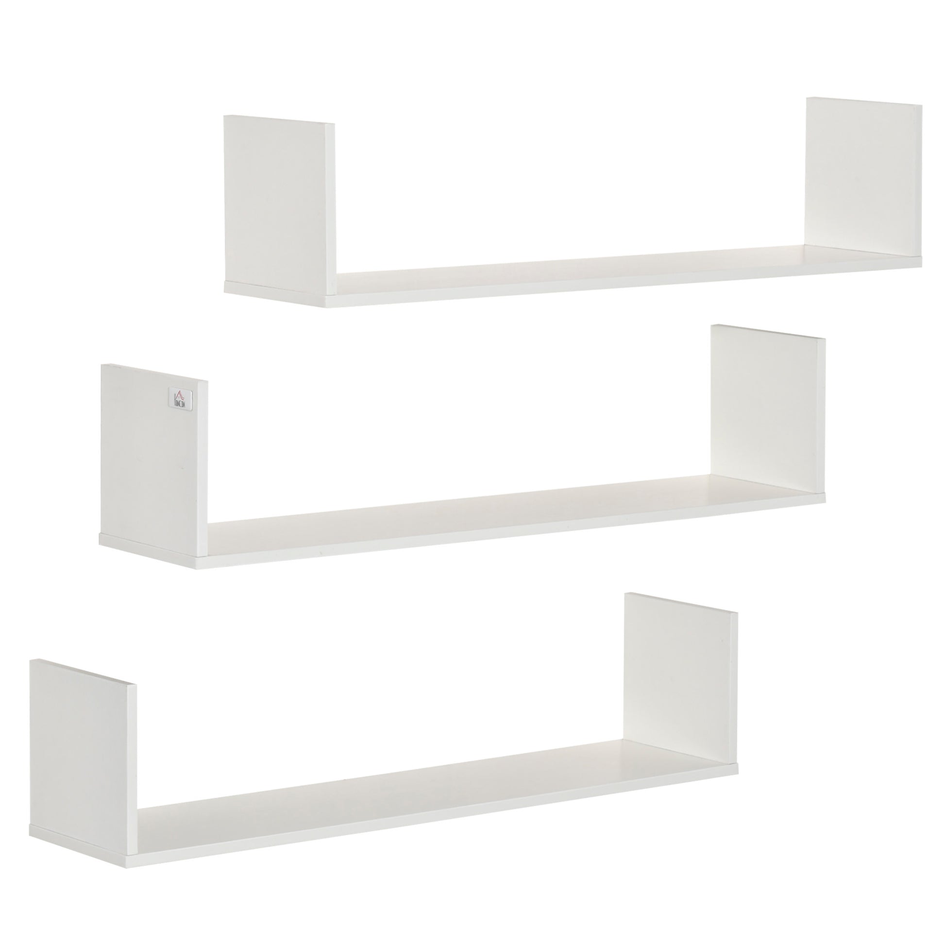 Homcom 3 PCs U-Shaped Floating Shelves Wall Mount Bookshelf for Bedroom Kitchen