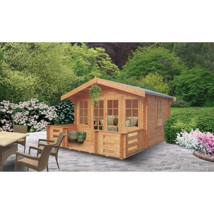 Shire Grizedale 11' 9" x 7' 10" Apex Log Cabin - Premium 44mm Cladding Tongue & Groove