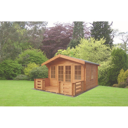 Shire Grizedale 11' 9" x 9' 9" Apex Log Cabin - Premium 70mm Cladding Tongue & Groove