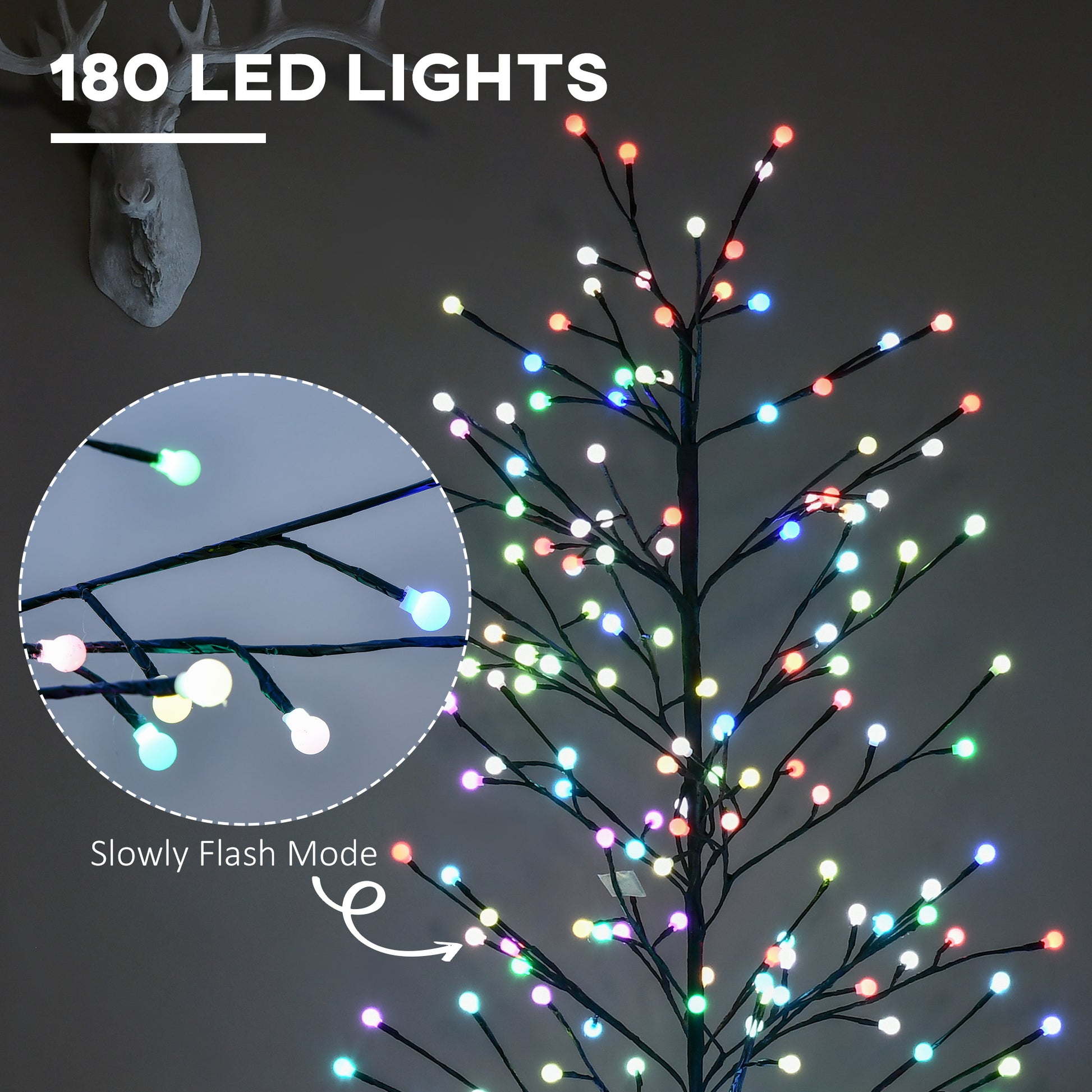 Homcom 6ft Artificial Tree Light with 180 Colour LED Light for Home Party