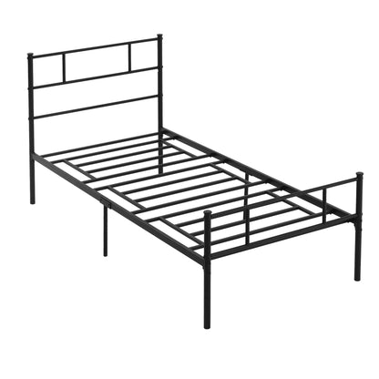 Homcom Single Metal Bed Frame Solid Bedstead Base with Headboard and Footboard