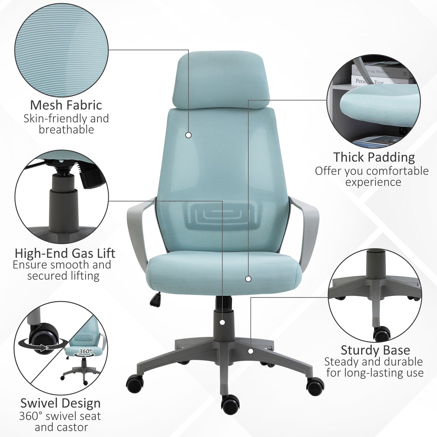 Vinsetto Ergonomic Office Chair w/ Wheel