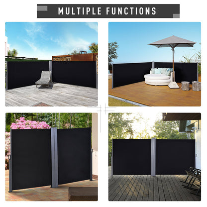 Outsunny Steel Frame Retractable Double-Sided Awning Black