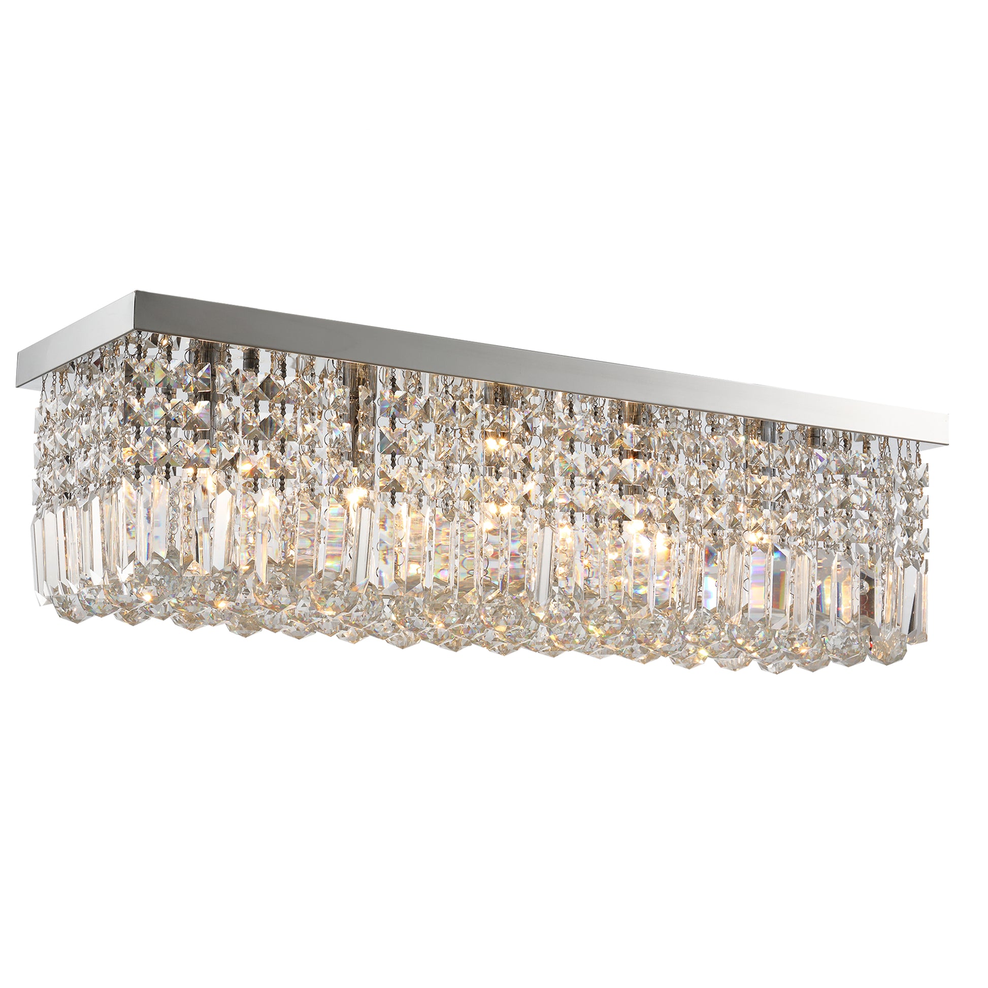 Homcom Modern Crystal Ceiling Light Square Chandelier for Home Office Hotel Silver