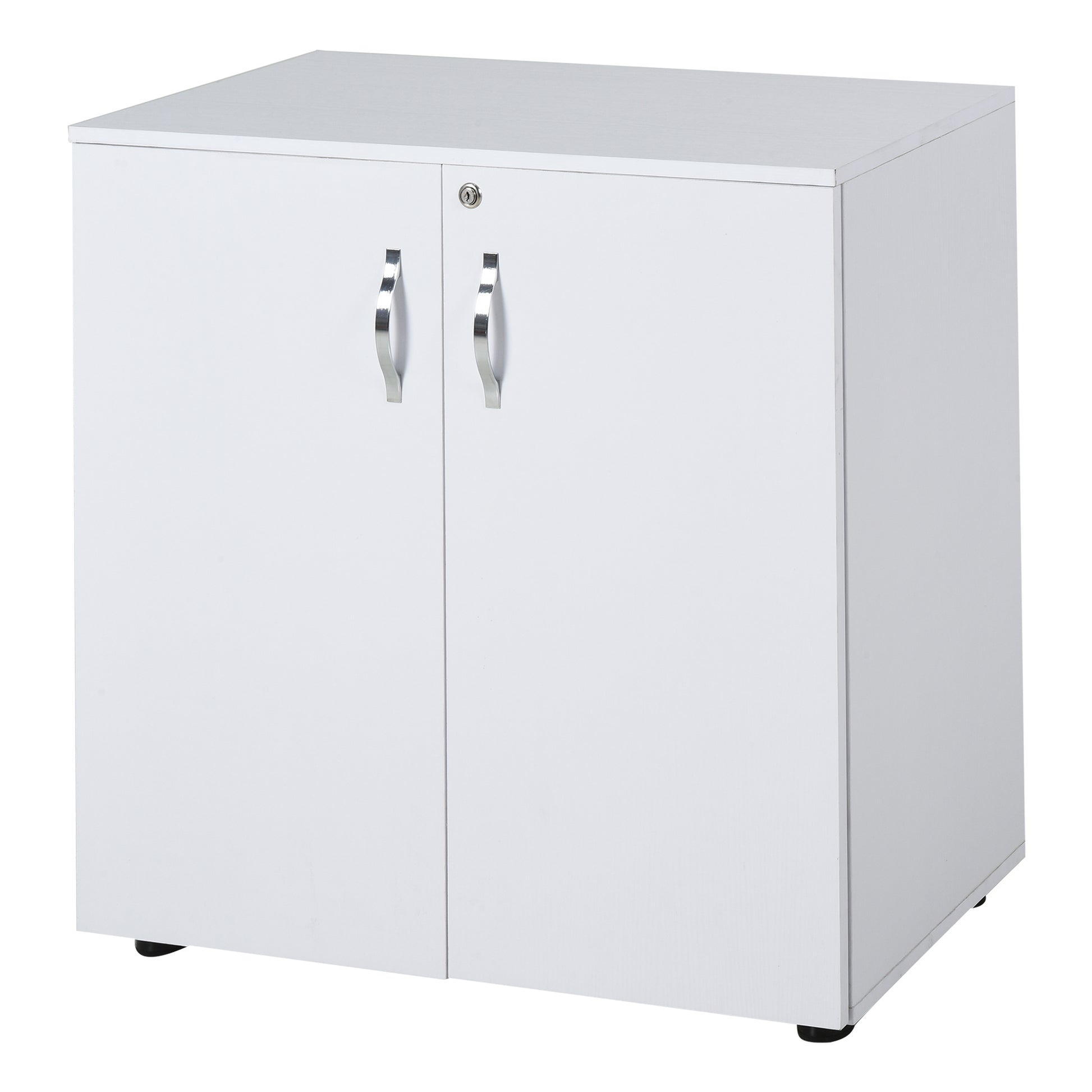 Vinsetto 2-Tier Locking Office Storage Cabinet File Organisation w/ Feet Melamine Coating Aluminium Handles 2 Keys Stylish White