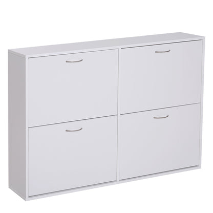 Homcom Wooden Modern Design 4 Drawer Shoes Cabinet Pull Down Shelf Storage Organiser - White