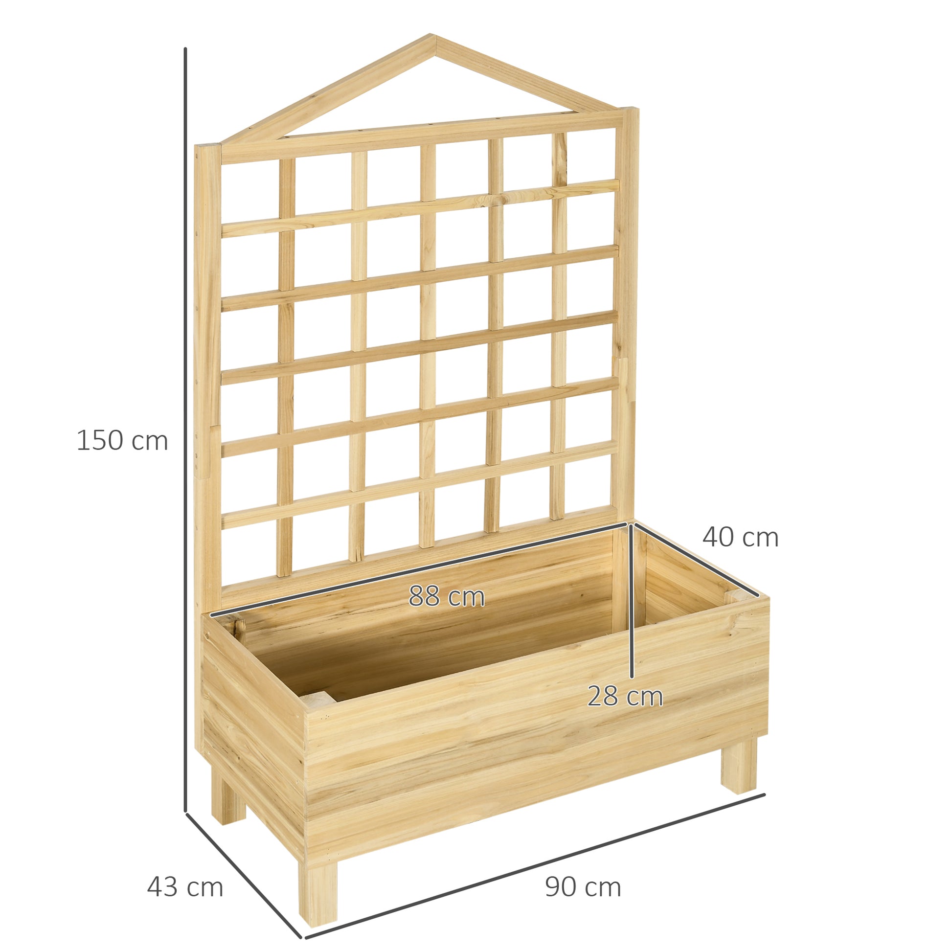 Outsunny Garden Planters with Trellis for Vine Climbing