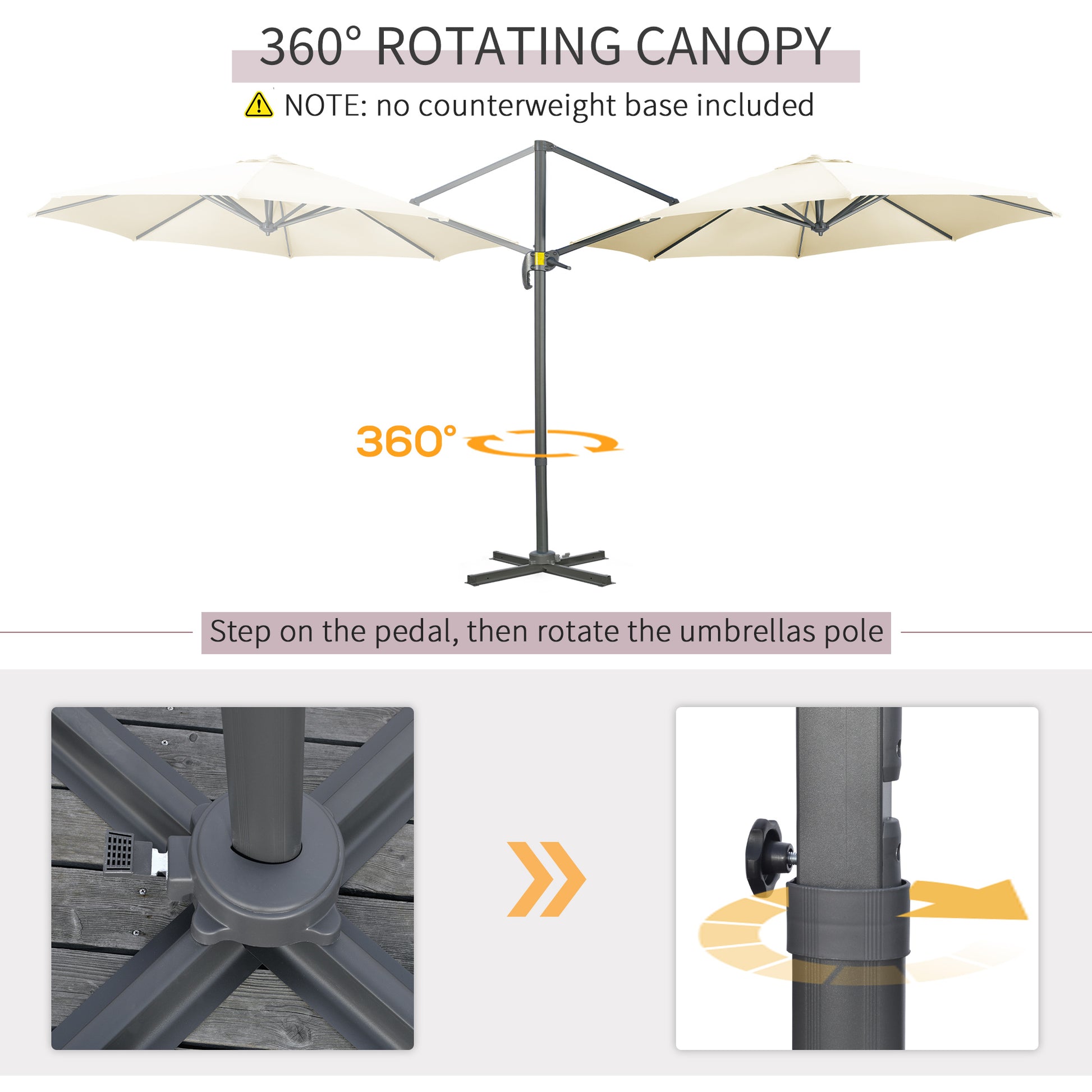 Outsunny 3 x 3(m) Cantilever Parasol with Cross Base