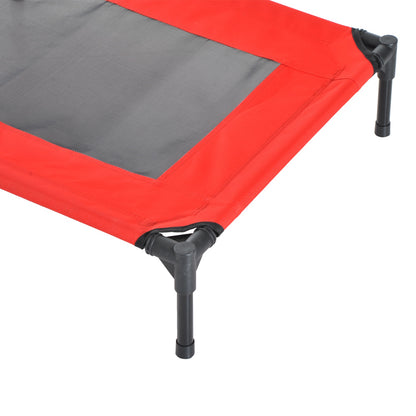 Pawhut Medium Elevated Pet Bed 76Lx61Wx18H cm-Black/Red