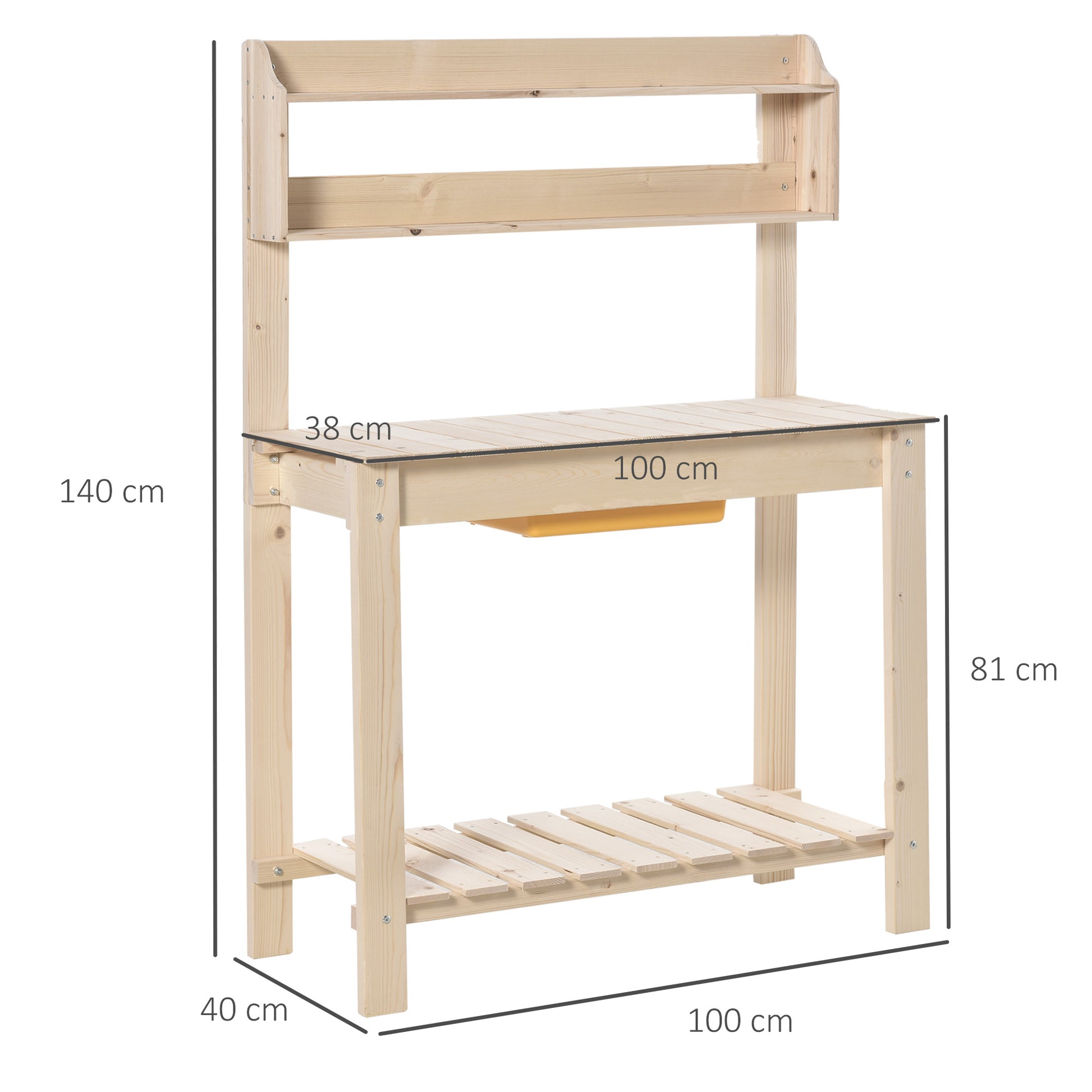 Outsunny Garden Potting Bench Workbench Workstation Table w/ Sliding Tabletop & Dry Sink