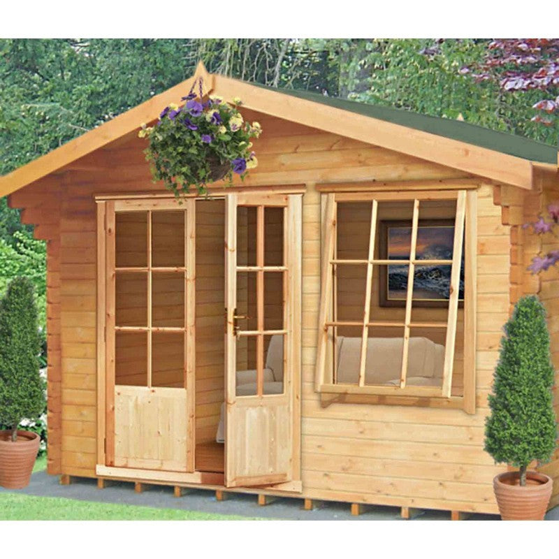 Shire Hale 10' x 12' Apex Log Cabin - Classic 28mm Cladding Tongue & Groove