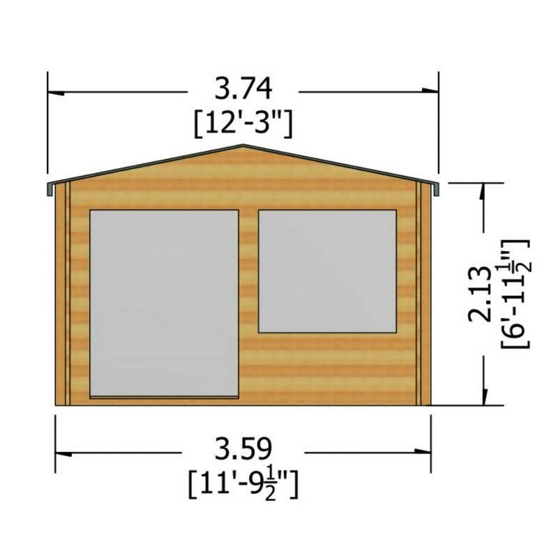 Shire Hale 12' x 12' Apex Log Cabin - Premium 28mm Cladding Tongue & Groove