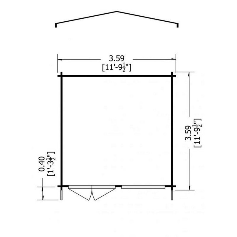 Shire Hale 12' x 12' Apex Log Cabin - Premium 28mm Cladding Tongue & Groove